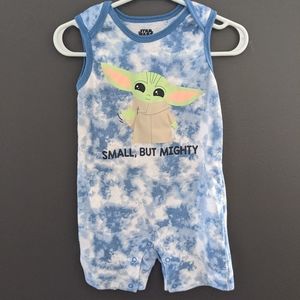 Star Wars Baby Yoda blue shorts romper one piece